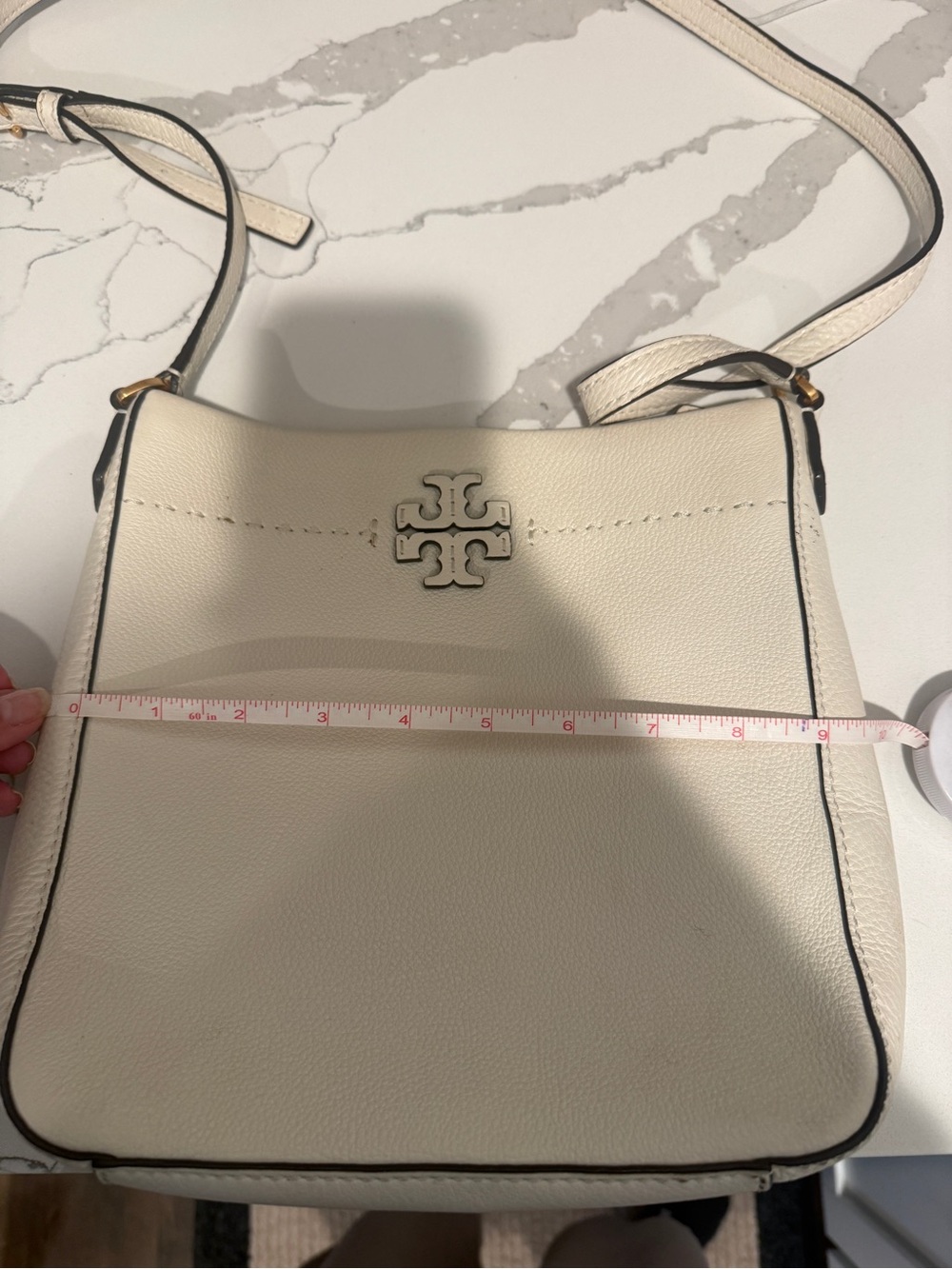 Tory Burch Cream Leather Logo Crossbody - Picture 5 of 6